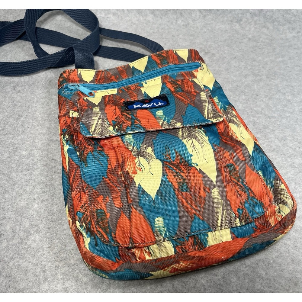 Kavu Keeper Small Crossbody Canvas Purse Feather Hippie Festival Travel Outdoors